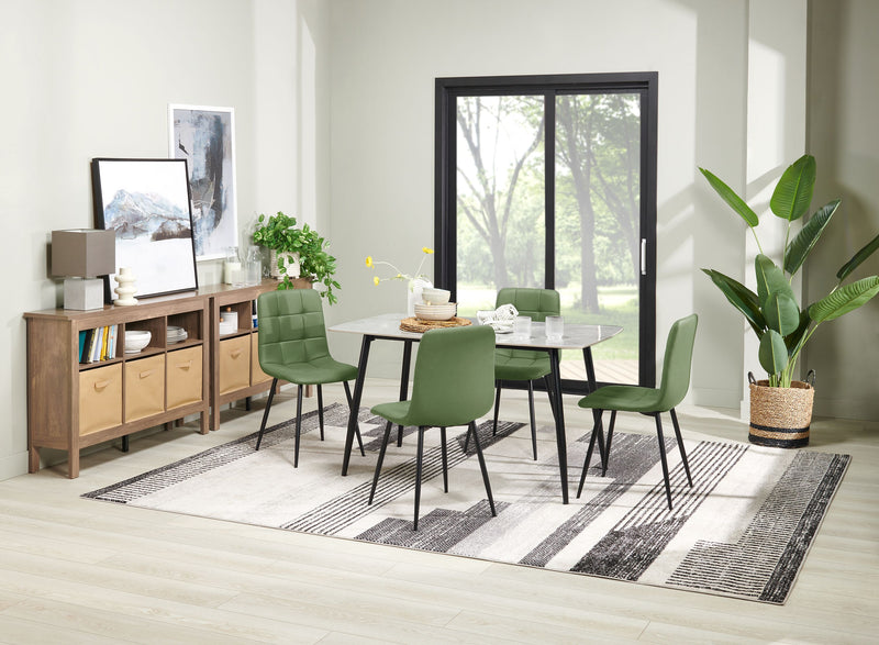 Arlo Dining Chair with Cushion Fabric Tufted Seat & Back, Metal – Green