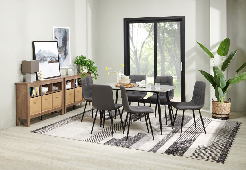 Arlo Dining Chair with Cushion Fabric Tufted Seat & Back, Metal – Charcoal