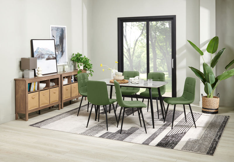 Arlo Dining Chair with Cushion Fabric Tufted Seat & Back, Metal – Green