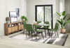 Arlo 7pc Dining Set with Table & 6 Green Chairs, Sintered Stone & Metal, 55"W - Green & Grey/Black | Ensemble de salle à manger Arlo 7 pièces en pierre frittée et métal avec table de 55 po (L) et 6 chaises vertes - vert, gris et noir