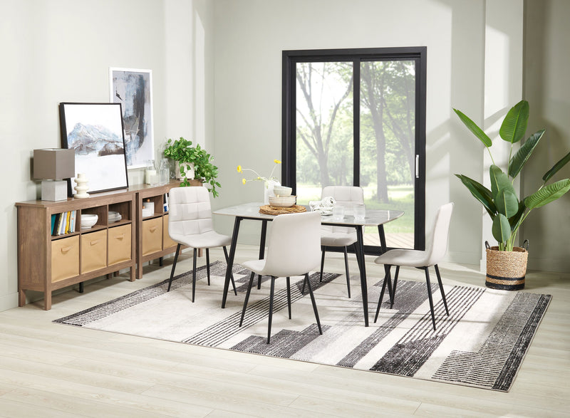 Arlo Dining Chair with Cushion Fabric Tufted Seat & Back, Metal – Grey