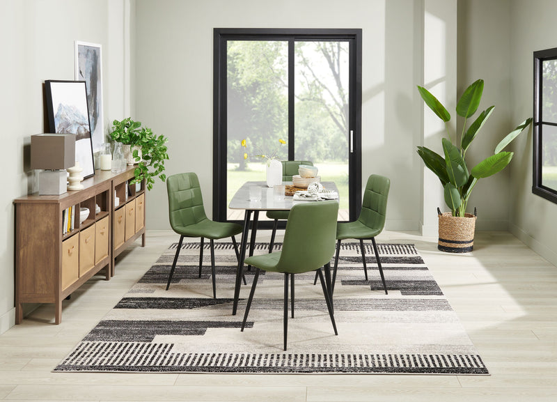 Arlo Dining Chair with Cushion Fabric Tufted Seat & Back, Metal – Green