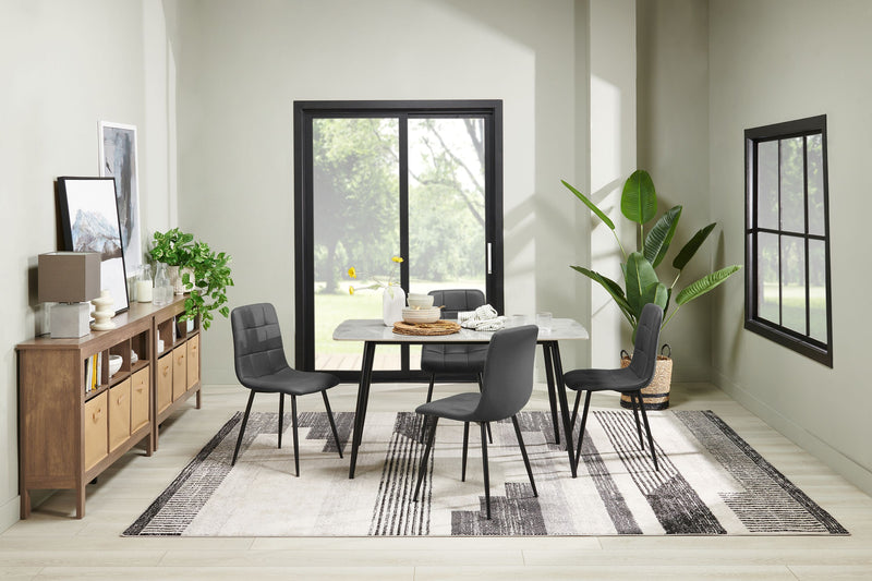 Arlo Dining Chair with Cushion Fabric Tufted Seat & Back, Metal – Charcoal