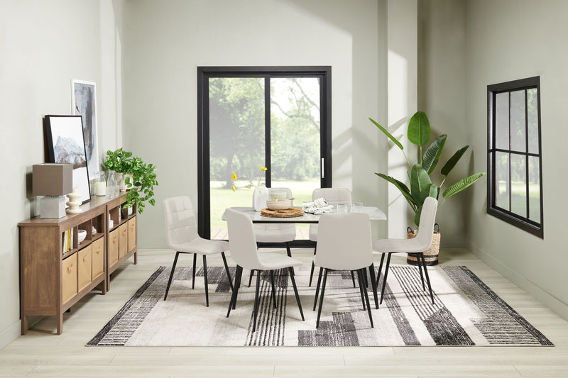 Arlo 7pc Dining Set with Table & 6 Grey Chairs, Sintered Stone & Metal, 55\"W - Grey/Black