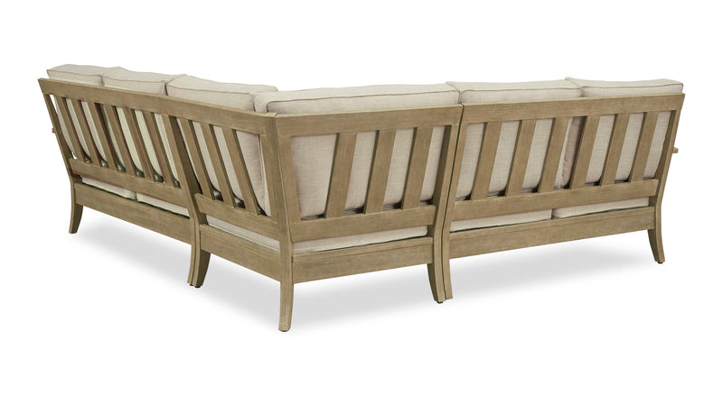 Juno 3-Piece Outdoor Patio Set with 2 Loveseats & Corner Chair - Weather Resistant - Natural/Beige