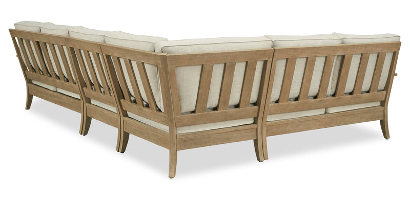 Juno 4-Piece Outdoor Patio Set with 2 Loveseats, Corner Chair & Armless Chair - Natural/Beige