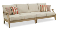 Juno Outdoor Patio Loveseats - Set of 2, Eucalyptus Wood & Nuvella Fabric - Natural/Beige