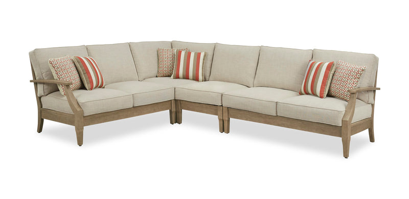 Juno Outdoor Patio Loveseats - Set of 2, Eucalyptus Wood & Nuvella Fabric - Natural/Beige