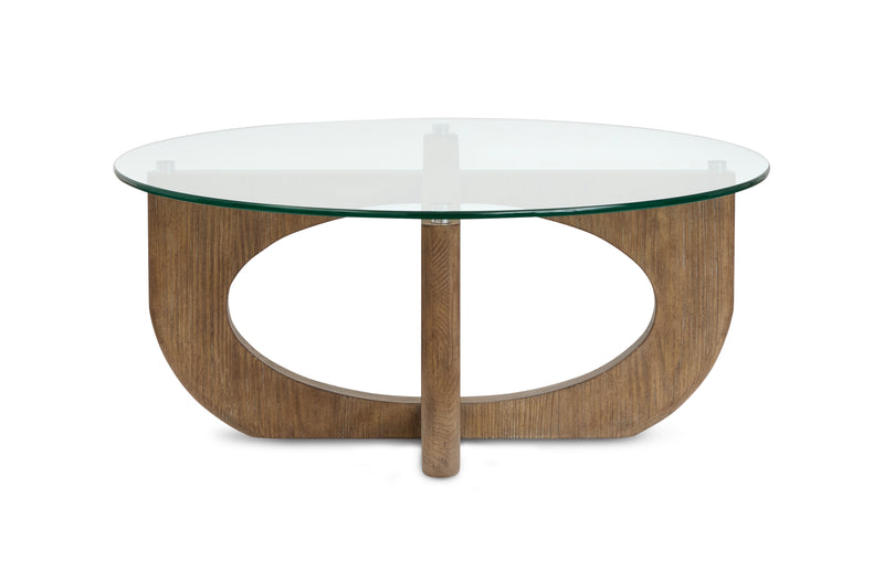 Kerwin 40\" Coffee Table with Glass Top - Almond