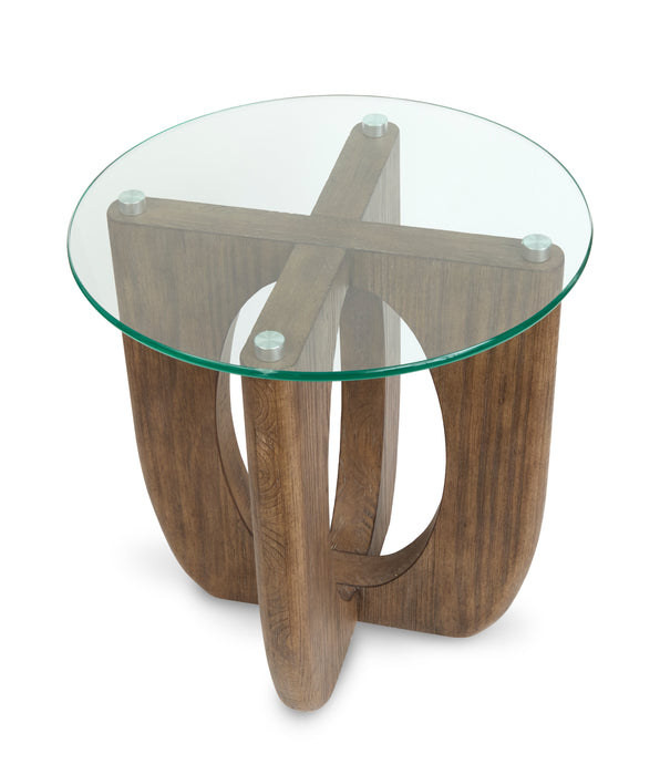 Kerwin 22\" End Table with Glass Top - Almond