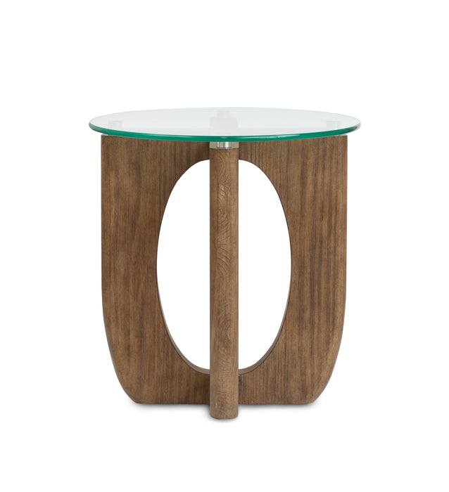 Kerwin 22\" End Table with Glass Top - Almond