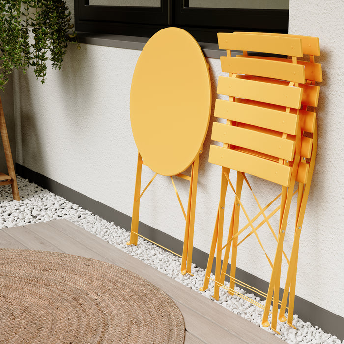 Lausaint Bistro Folding Three-Piece Set Yellow Patio Seating Package