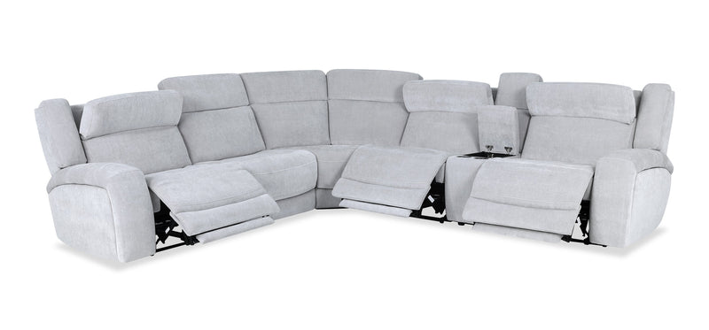 Legacy 6-Piece Power Reclining Sectional with Shaq-o-pedic Comfort and 3D Immersive Sound - Grey 