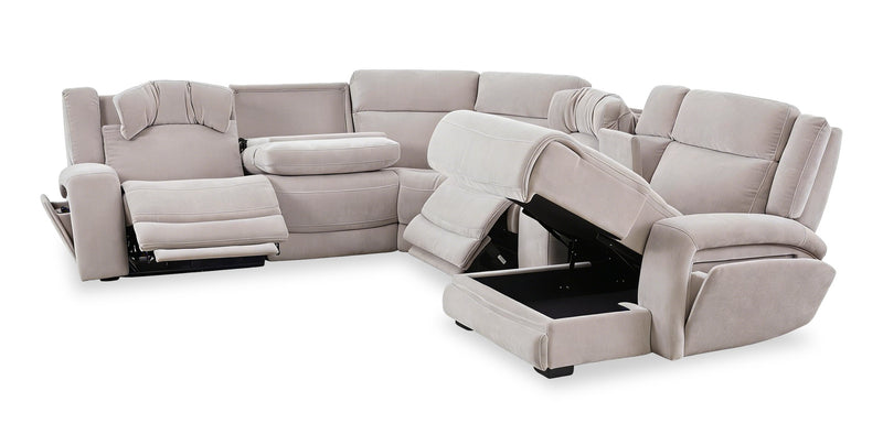 Shaquille O’Neal Home Legacy 6-Piece Right-Facing Power Reclining Sectional with Shaq-o-pedic Comfort - Grey 