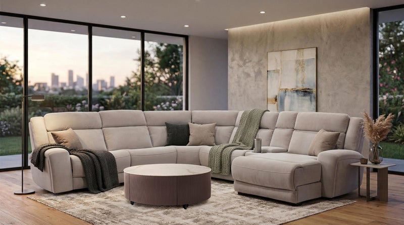 Shaquille O’Neal Home Legacy 6-Piece Right-Facing Power Reclining Sectional with Shaq-o-pedic Comfort - Grey 