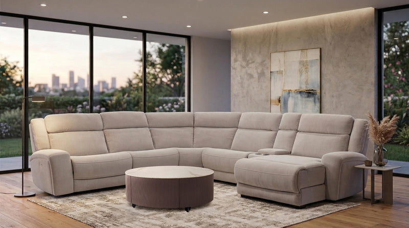 Shaquille O’Neal Home Legacy 6-Piece Right-Facing Power Reclining Sectional with Shaq-o-pedic Comfort - Grey 