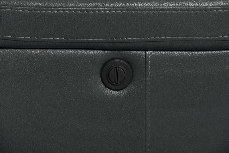 Leo 6-Piece Leather-Look Fabric Power Reclining Sectional with Storage Console and Dual Cupholders - Grey