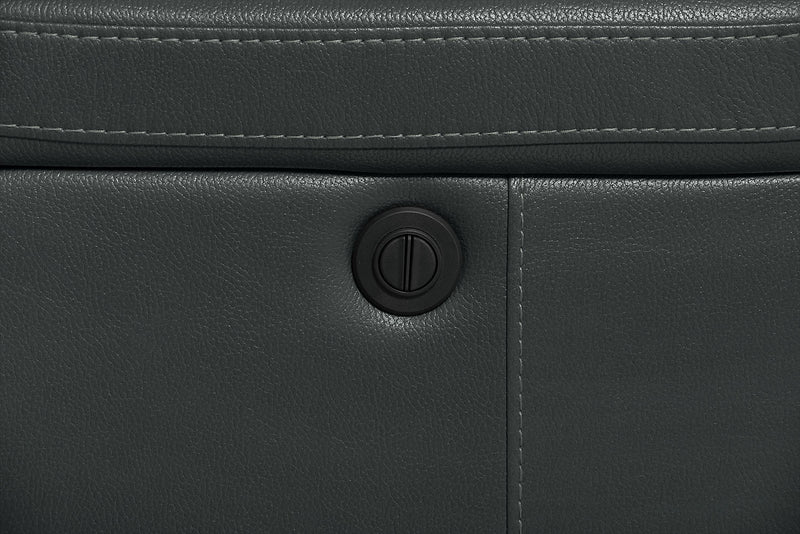 Leo 7-Piece Leather-Look Fabric Power Reclining Sectional with Storage Consoles and Cupholders - Grey