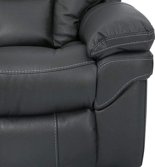 Leo 5-Piece Leather-Look Fabric Reclining Sectional with Storage Console and Dual Cupholders - Grey