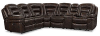 Leo 6-Piece Faux Leather Power Reclining Sectional - Walnut Brown 