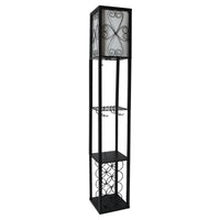 Simple Designs Floor Lamp with Shelf and Wine Rack - Black