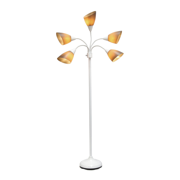 Simple Designs 67\" Contemporary Multi-Head Medusa 5-Light Adjustable Gooseneck Floor Lamp - Grey and White