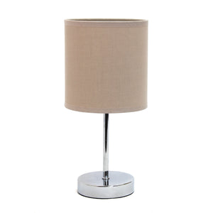 Simple Designs Chrome Mini Basic Table Lamp - Beige