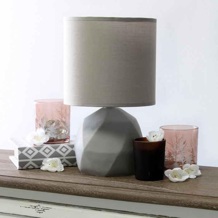 Simple Designs Geometric Concrete Table Lamp - Grey