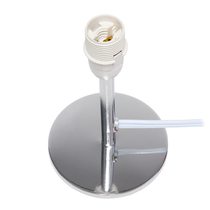 Simple Designs Mini Chrome Table Lamp with Angled Fabric Shade - White