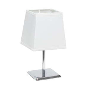 Simple Designs Mini Table Lamp with Squared Empire Fabric Shade - White