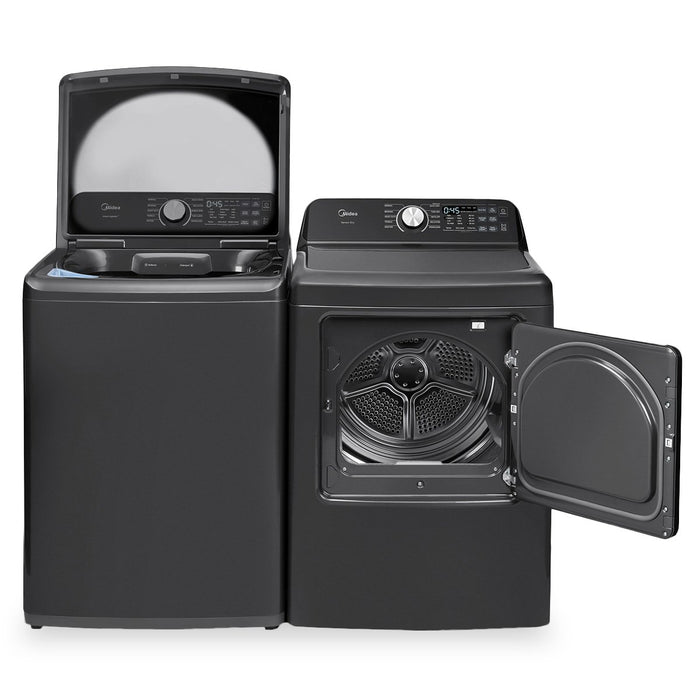 Midea 5.1 Cu. Ft. Smart Agitator Washer and 7.0 Cu. Ft. Tumble Dryer - Black