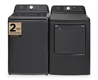 Midea 5.2 Cu. Ft. Top Load Agitator Washer and 7.0 Cu. Ft. Smart Tumble Dryer – Black  