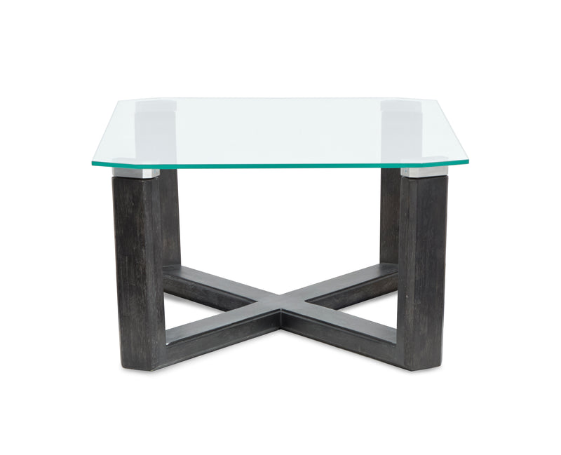 Morden 46.88\" Coffee Table with Glass Top - Black Truffle