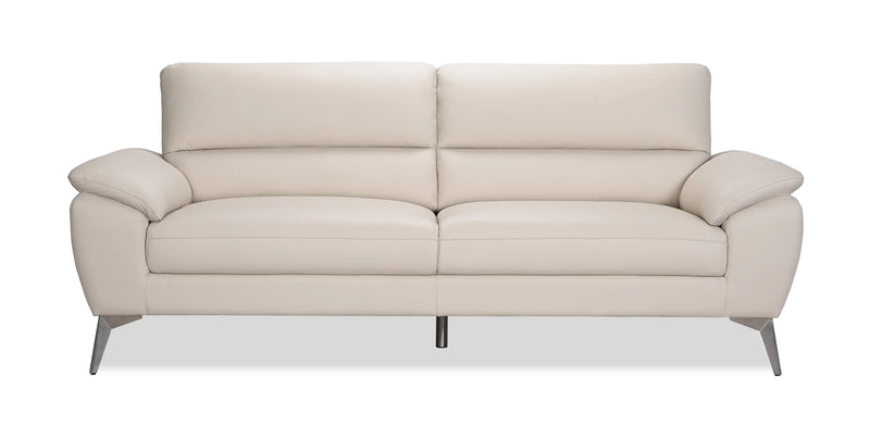 Mystic 85.4” Contemporary Genuine Leather Sofa - Frost