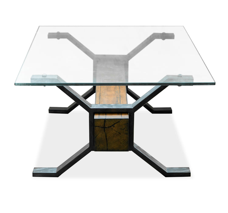 Newton 47.75\" Coffee Table with Glass Top - Toasted Nutmeg