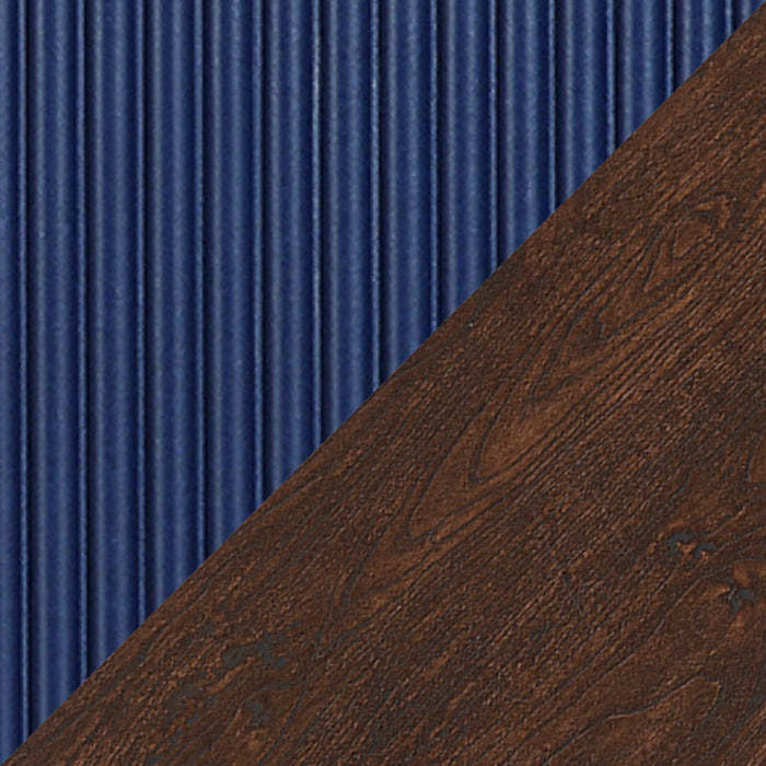 Manhattan Comfort Duane Modern Ribbed Nightstand with Full Extension Drawer - Dark Brown & Navy Blue