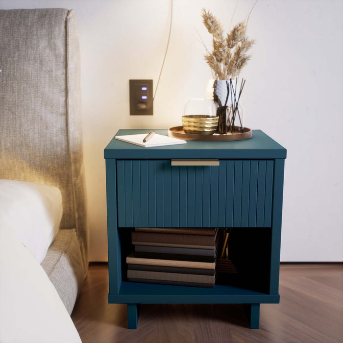 Manhattan Comfort Granville Modern Nightstand with 2 Full Extension Drawers - Light Grey