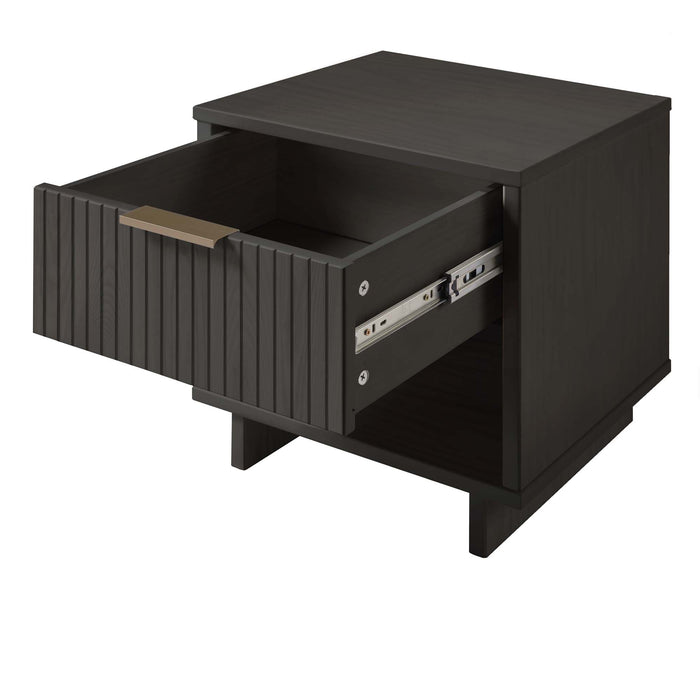 Manhattan Comfort Granville Modern Nightstand with 2 Full Extension Drawers - Black