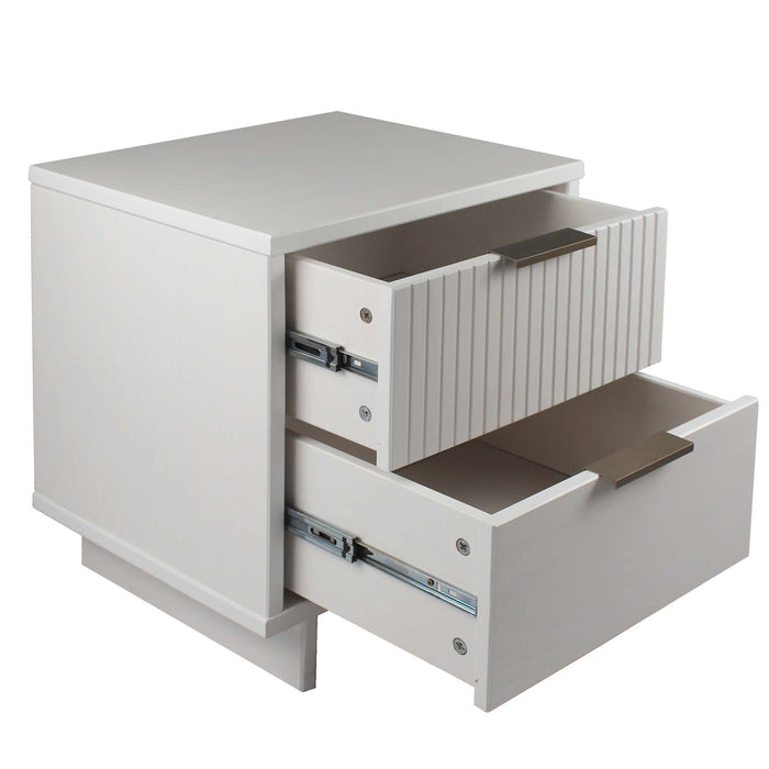 Manhattan Comfort Granville Modern Nightstand with Full Extension Drawer - White