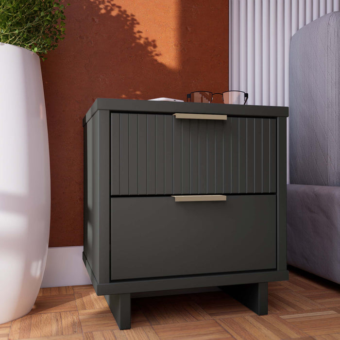 Manhattan Comfort Granville Modern Nightstand with Full Extension Drawer - Black
