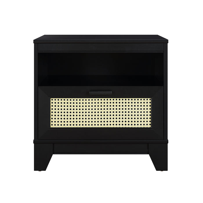 Manhattan Comfort Sheridan Modern Cane Nightstand - Black