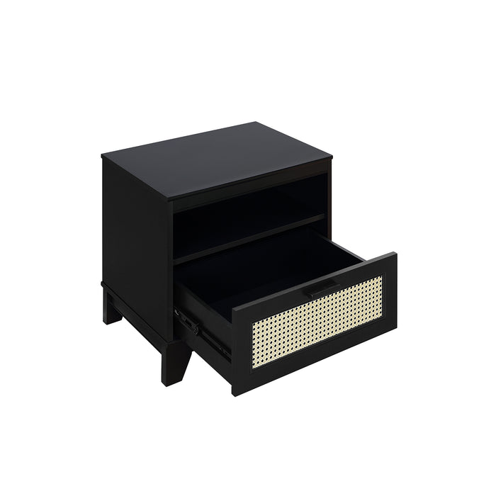 Manhattan Comfort Sheridan Modern Cane Nightstand - Black