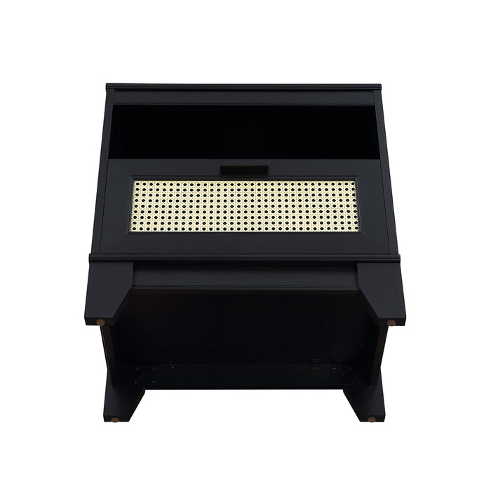 Manhattan Comfort Sheridan Modern Cane Nightstand - Black