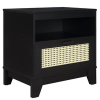 Manhattan Comfort Sheridan Modern Cane Nightstand - Black