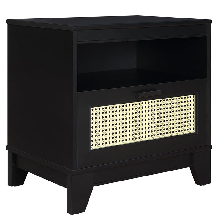 Manhattan Comfort Sheridan Modern Cane Nightstand - Black