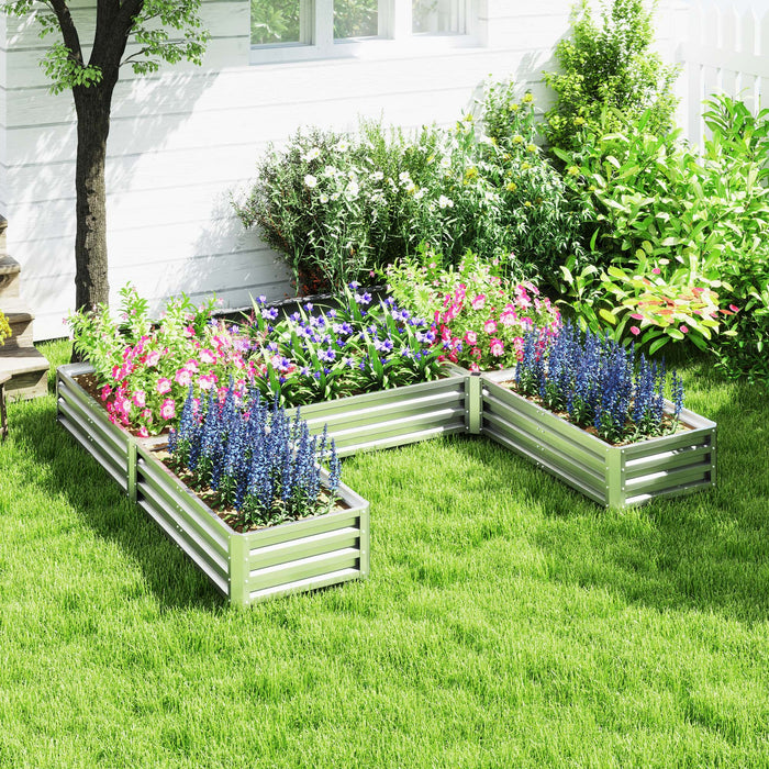 Outsunny Raised Garden Bed Set Of 5 Diy Large Steel Planters Box, Silver