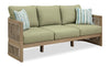 Oasis Outdoor Patio Sofa - Eucalyptus Wood, Rope & Nuvella Fabric, Weather Resistant - Natural/Green