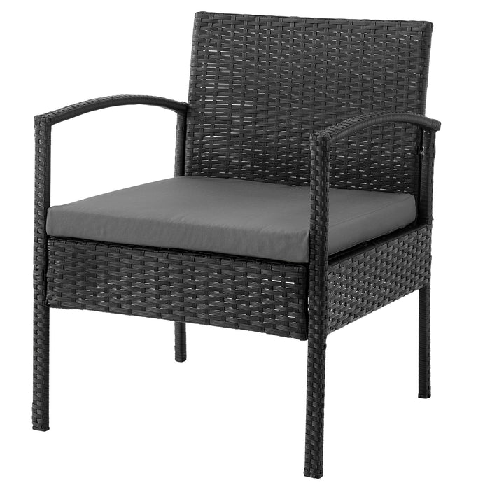 Manhattan Comfort Noli Steel Rattan 3-Piece Patio Conversation Set - Grey