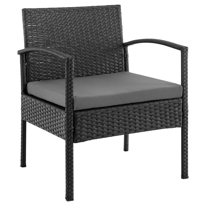 Manhattan Comfort Noli Steel Rattan 3-Piece Patio Conversation Set - Grey