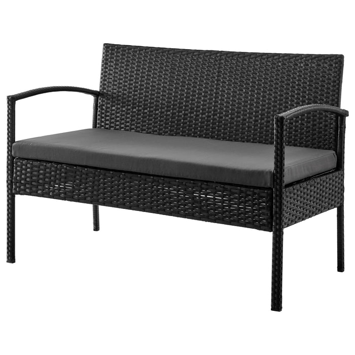 Manhattan Comfort Noli Steel Rattan 4-Piece Patio Conversation Set with Cushions - Grey